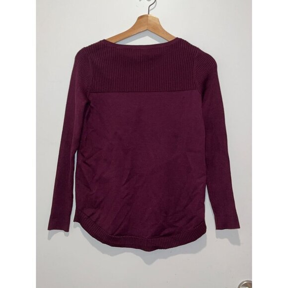 NWT Melissa Paige Purple Ribbed Knit Long Sleeve Pullover Sweater Women's Size P - Picture 2 of 9